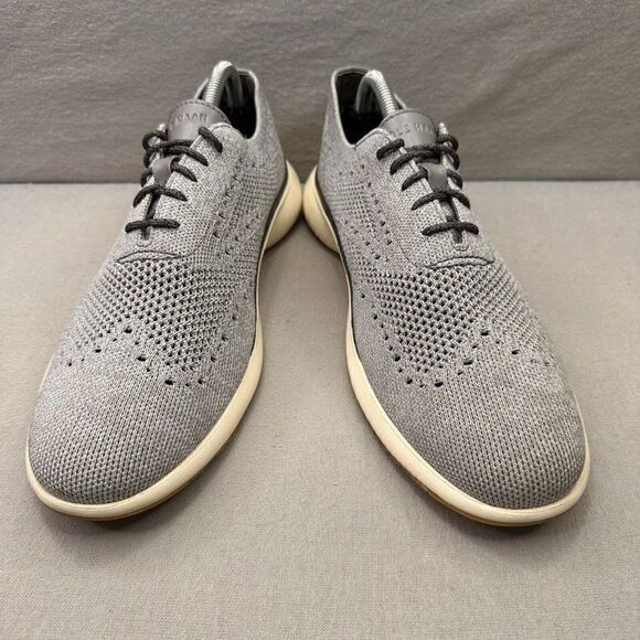Cole‎ Haan Grand Troy Mens Size 9 (M) Wingtip Oxford Cool Gray Knit Casual Dress